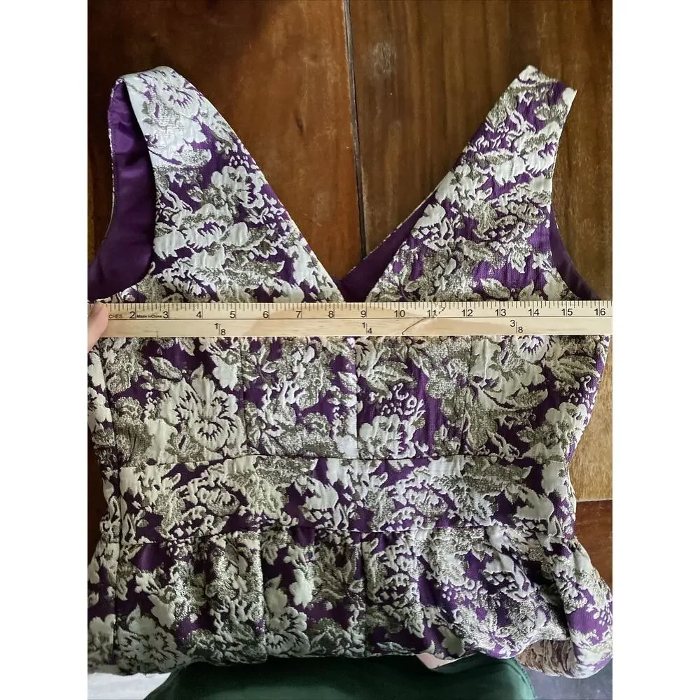 Laundry by Shelli Segal Dress Purple Silver Tapestry Sparkle Size 4 - Picture 8 of 15